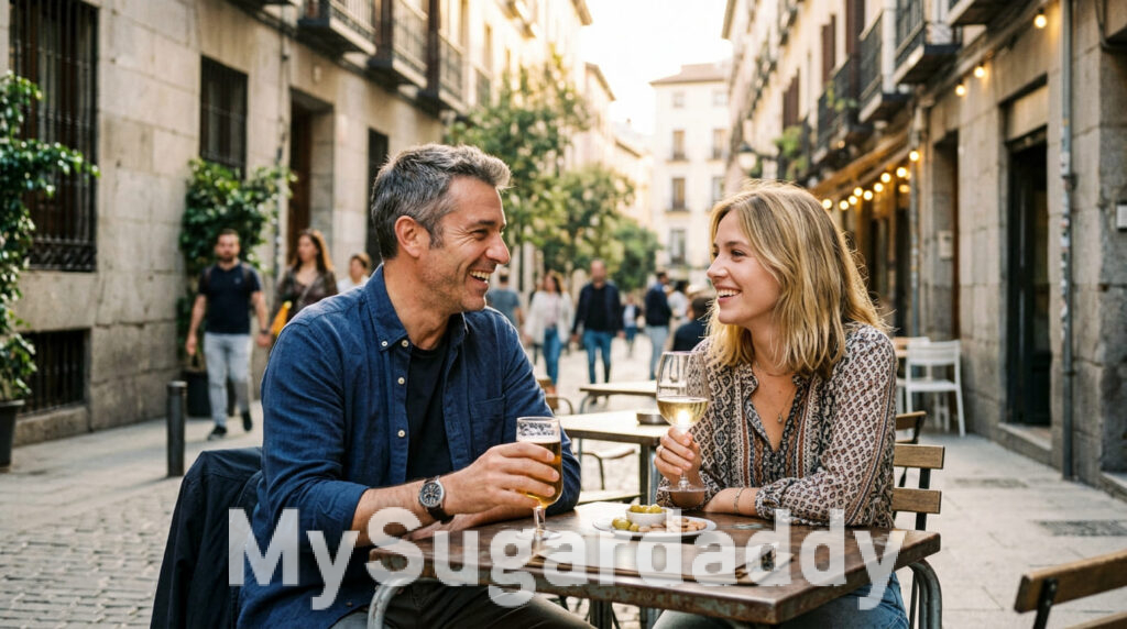 Sugardaddy und Sugarbabe beim ersten Date in einem Restaurant