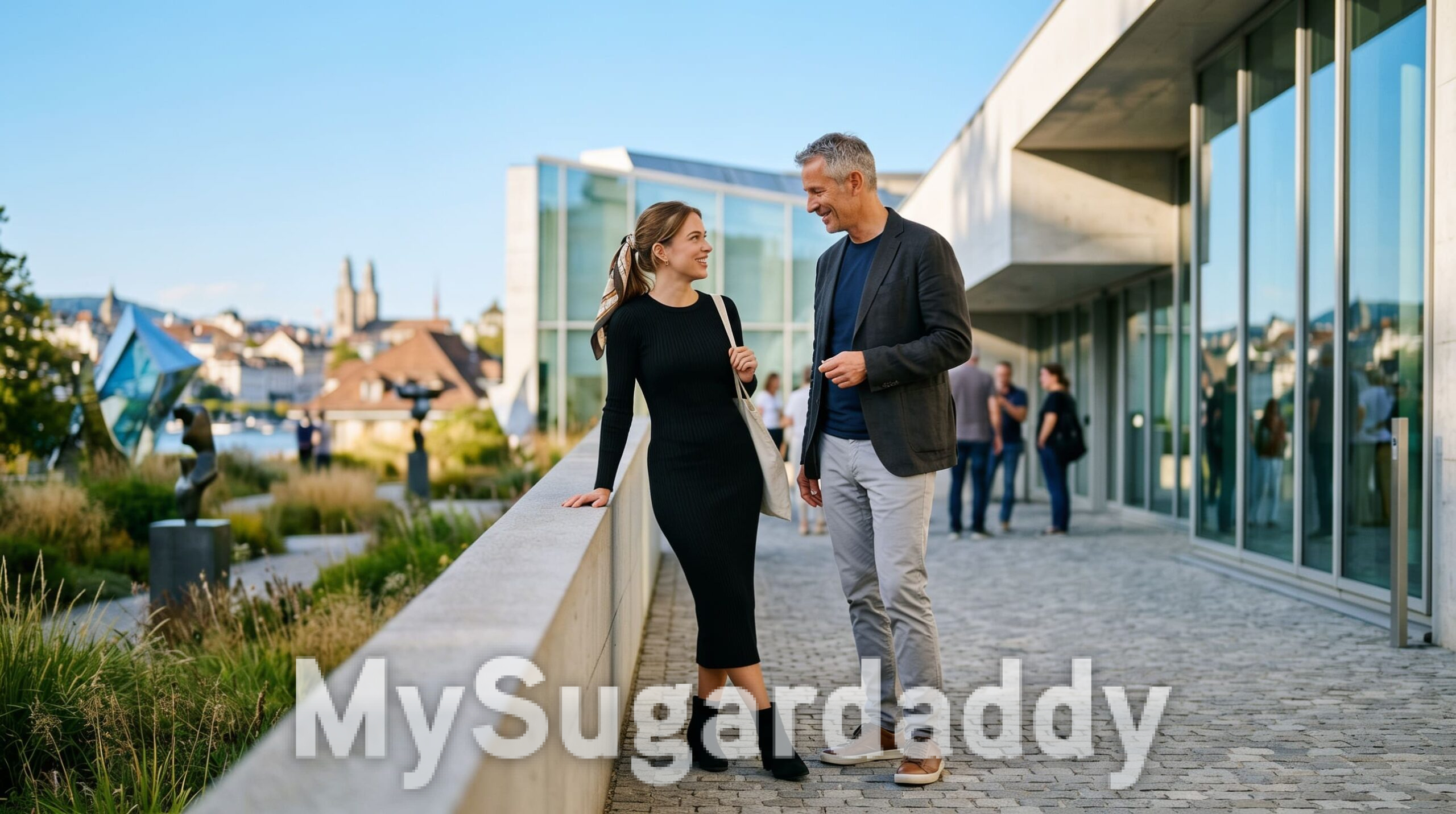 Sugardaddy und Sugarbabe vor einem Museum in Basel